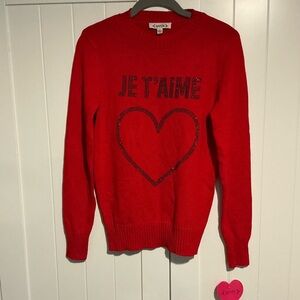Nanette Lepore Red Heart Je T'aime Sweater